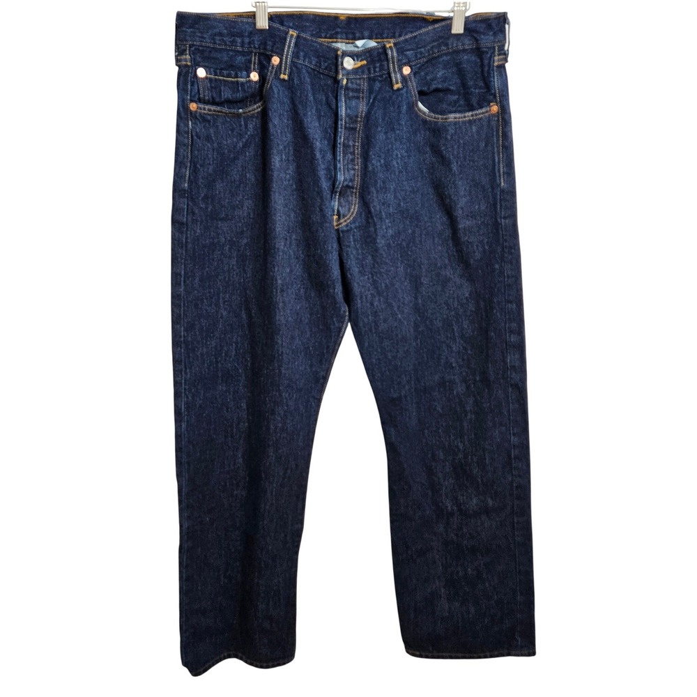 Levis 501 Original Fit Jeans Mens 38x30 Dark Wash Button Fly Denim